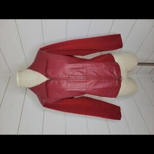 Stonebridge Petite Large red leather front panel sweater body jacket